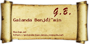 Galanda Benjámin névjegykártya